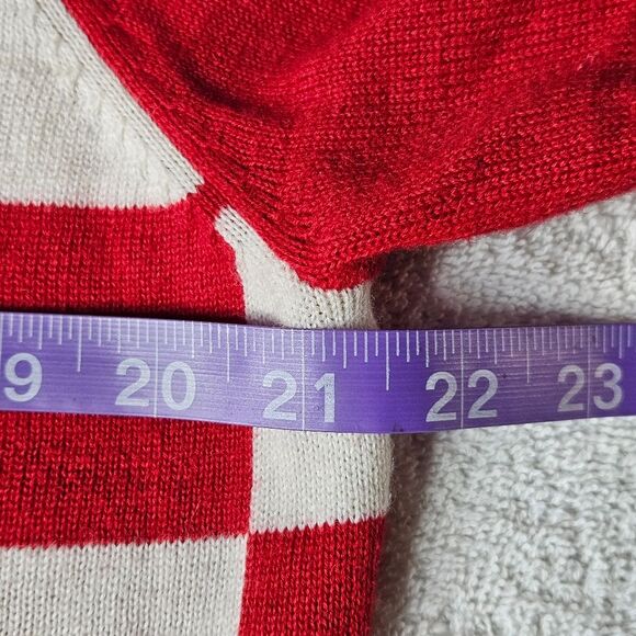 Dress Barn Embellished Red & White Checkered Ugly Christmas Cardigan Sweater - Picture 10 of 12